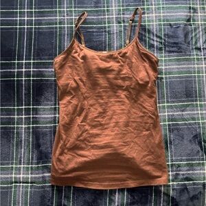 Brown Women's Cami Tank Top - Classic Spaghetti Strap adjustable straps Size M
